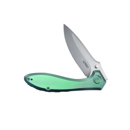 Nóż składany Kubey Ruckus Green Titanium, Beadblasted CPM 20CV by Sherif Manganas (KB314S)