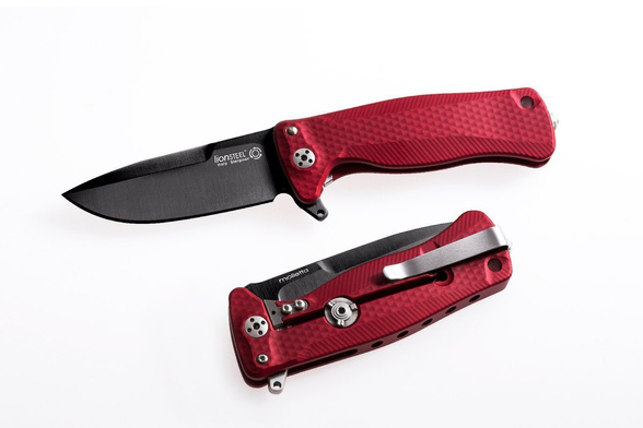 Nóż składany LionSteel SR22A Red Aluminum, Black Sleipner by Molletta (SR22A RB)