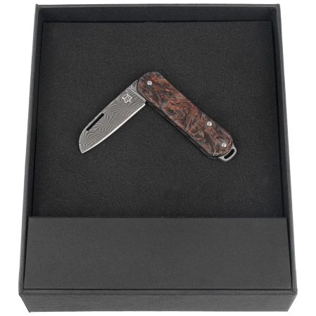 Fox Vulpis 108 LE No 148/250 Dark Matter Fat Carbon, Super Clean Damascus by Balbach Damast Pocket Knife (FX-VPDAM108 DMCO)