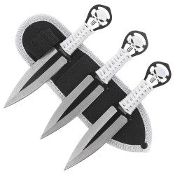 Noże do rzucania Martinez Albainox Skulls Set 3 szt White Cord, Satin 3Cr13Mov (32453)