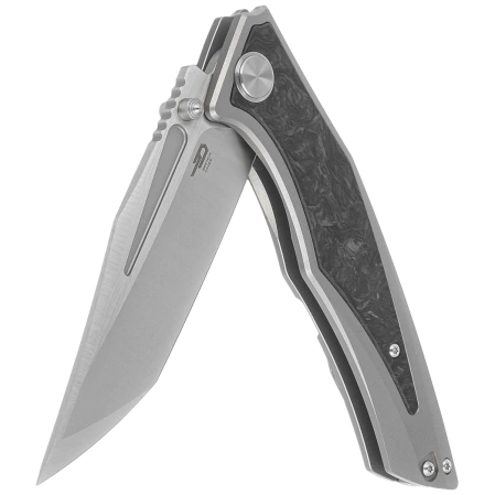 Bestech Togatta Grey Titanium/Marble Carbon Fiber Knife, Satin M390 by Koens Craft (BT2102F)
