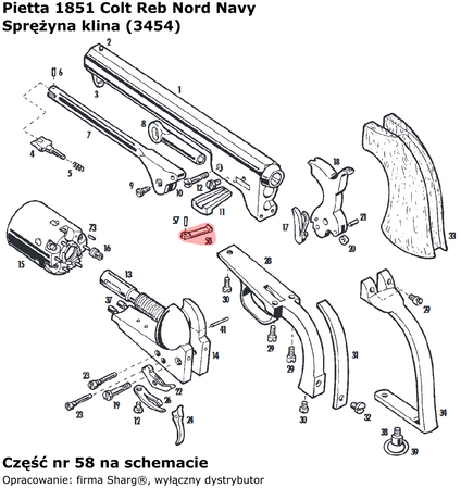 Pietta 1851 Colt Navy wedge spring (3454)