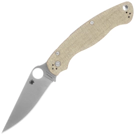 Nóż składany Spyderco Military 2 Brown Canvas Micarta, Satin Cru-Wear by Sal i Eric Glesser (C36MPCW2)