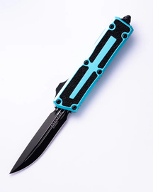 Microtech Scarab II Gen III D/E-S OTF Knife Tactical Turquoise Aluminum, Black M390MK by Tony Marfione (1180-1TQ)