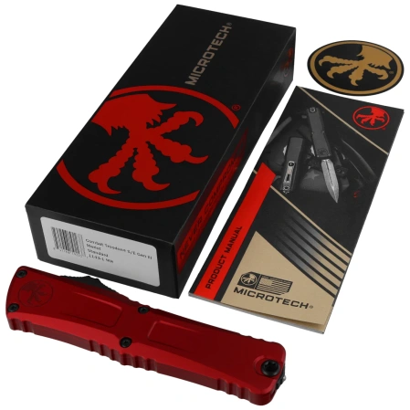 Microtech Combat Troodon Gen III S/E OTF Knife Merlot Aluminum, Black M390MK by Tony Marfione (1143-1MR)
