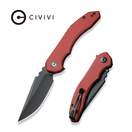 Civivi Knife Bluetick Burgundy G10, Black Stonewashed 14C28N by Bryan Montalvo (C23050-2)