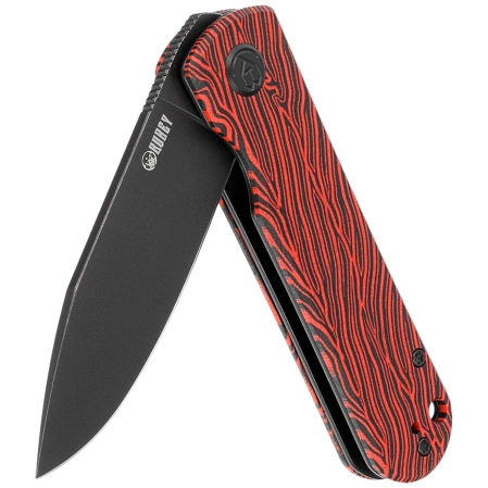 Kubey NEO Knife Red / Black Damascus G10, Blackwashed AUS-10 by Keanu Alfaro (KU371F)