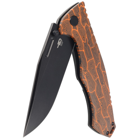 Nóż składany Bestech Keen II Black-Orange G10/Titanium, Black Stonewashed CPM S35VN by Koens Craft (BT2301F)