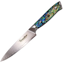 Tramuntana Decor Habitat Utility Kitchen Knife Abalone/Epoxy, VG10 Damascus (TK-CD12)