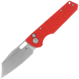 Bestechman Guardian Knife Red G10 w/ Carbon Fiber Pattern, Satin D2 (BMK11C)