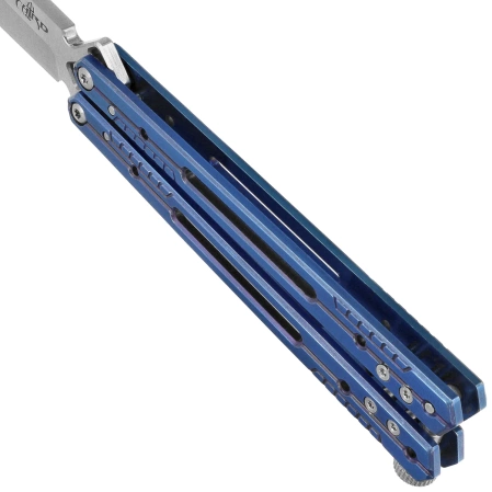 Nóż motylkowy Third Decor Habitat Balisong Blue Titanium Stainless Steel, Satin 420 (K2920A)