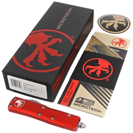 Nóż automatyczny OTF Microtech UTX-85 D/E Red Aluminium, Satin M390 (232-4RD)