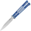 Third Decor Habitat Balisong Blue Titanium Stainless Steel, Satin 420 Butterfly Knife (K2920A)