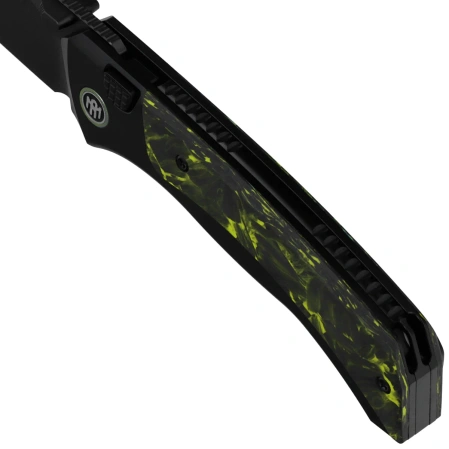 Remette RT-Steed Knife Black Titanium/Black-Green Carbon Fiber, Black DLC M390 (RTWS-BH)