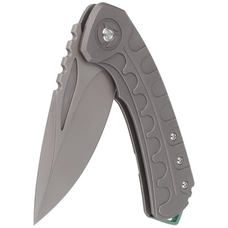 Bestech Buwaya Grey Titanium, Dark Bead Blast Stonewashed M390 by Kombou Knife (BT2203B)