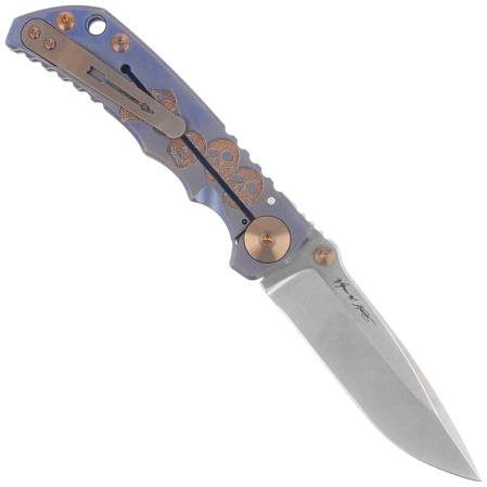 Spartan Blades Harsey Folder Babe Edition Blue Titanium, Bronze HW, Satin MagnaCut by William W. Harsey (SF5BABE)