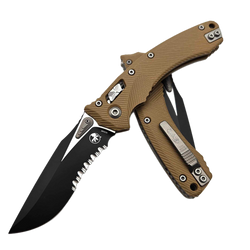 Microtech Amphibian Ram-Lok S/E Knife Fluted Tan G10, Black P/S M390MK by Tony Marfione (137RL-2FLGTTA)