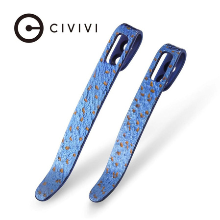 Civivi 2psc Flamed Blue/Golden Titanium Pocket Clips 50mm/55mm (T002B)