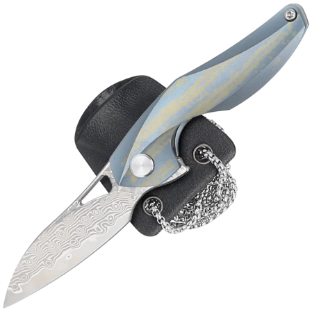 Nóż na szyję Bestech The Reticulan Blue / Colorful Titanium, Damascus by Elijah Isham (BT1810L)