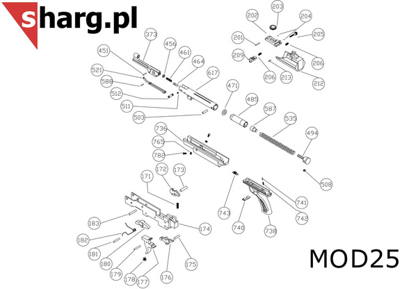 Śruba mocująca kostkę lufy do Hatsan MOD 25-99, Striker (512)