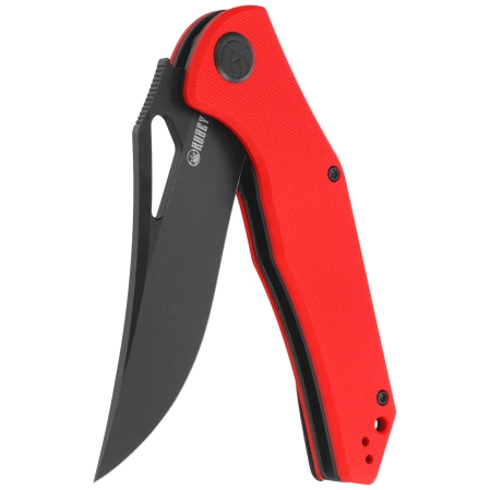 Kubey Phemius KU149F Knife Red G10, Black Stonewashed 14C28N