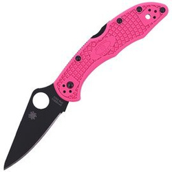 Spyderco Delica 4 FRN Pink, Black Blade Plain CPMS30V knife (C11FPPNS30VBK)