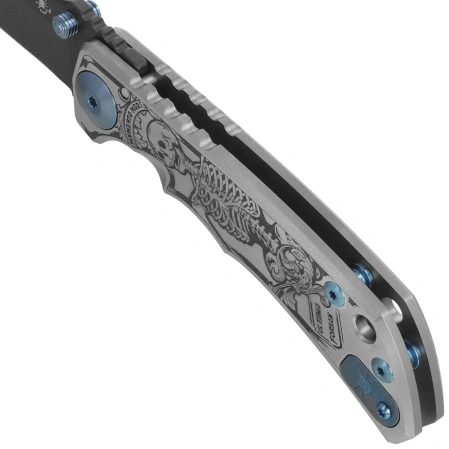 Spartan Blades Harsey Folder ''Memento Mori'' Titanium, Black MagnaCut by William W. Harsey (SF5 Custom Memento Mori)