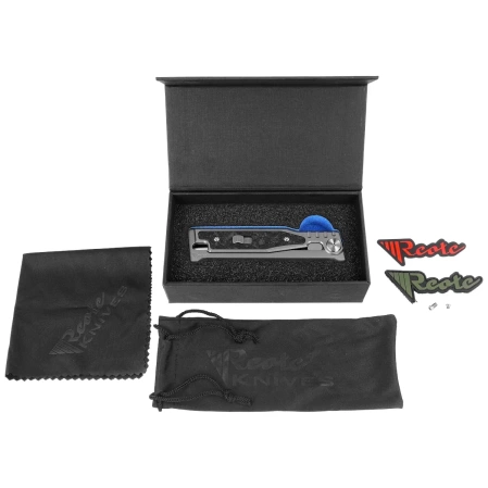 Reate Knife EXO-M OTF Gravity Drop Point Bead Blasted Titanium/Damascus MultiColor G10, Satin Elmax