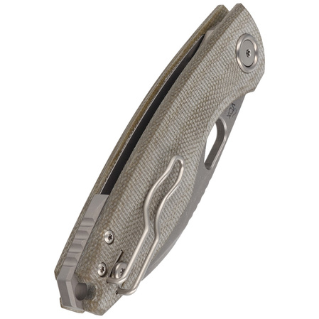 Nóż składany FOX Chilin OD Green Canvas Micarta, Stonewashed M398 by Jesper Voxnæs (FX-530 MOD)