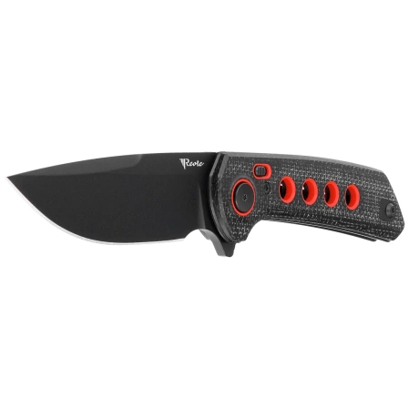 Nóż składany Reate PL-XF-12 Black Micarta/Red G10 Inlay, Black PVD Nitro-V