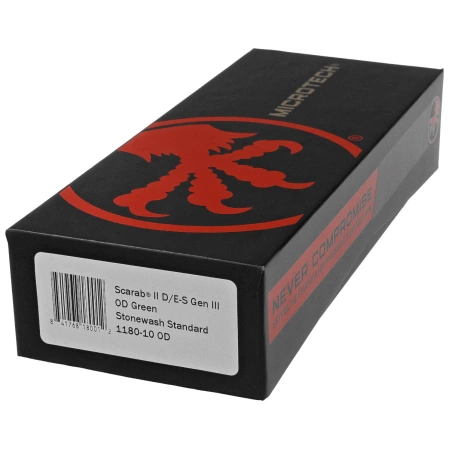 Microtech Scarab II Gen III D/E-S OTF Knife OD Green Aluminum, Stonewashed M390MK by Tony Marfione (1180-10OD)