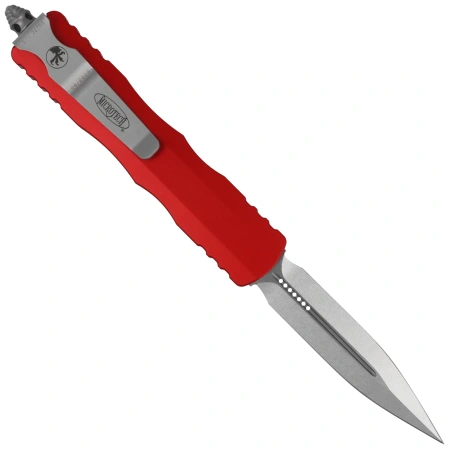 Microtech Dirac D/E OTF Knife Red Aluminum, Stonewashed M390 by Tony Marfione (225-10RD)