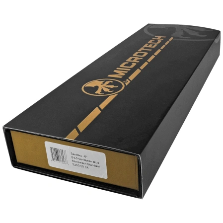 Microtech Santoku 6" Kitchen Knife Caribbean Blue G10, Stonewashed M390MK (3200-10CA)