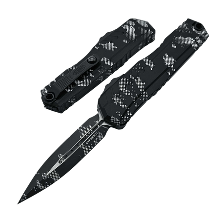 Nóż automatyczny OTF Microtech Cypher II D/E Pixel Camo Aluminium, Pixel Camo M390MK by Deryk Munroe i Tony Marfione (1242-1PXC)