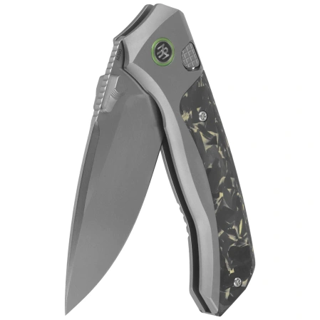 Nóż składany Remette RT-Steed Gray Titanium/Black-Green Carbon Fiber, Pearlescent M390 (RTWS-TY)