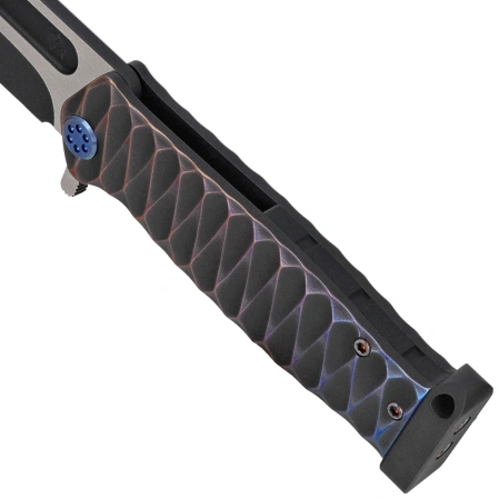 Medford USMC FF Knife Black/Blue-Violet ''Diamond Head'' Titanium, BLue HW, Brsh/Blue Clip, Black DLC/Satin S90V by Greg Medford (MK2044TQ-01TM-TFCP-PP)