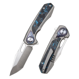 Nóż składany Remette RT-Saker Falcon Gray Titanium/Carbon Fiber, Manual Fine Grinding Satin CPM S45VN (ASTP-1)