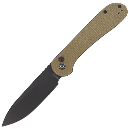 CIVIVI Knife Button Lock Elementum Olive Micarta, Black Stonewashed (C2103B)