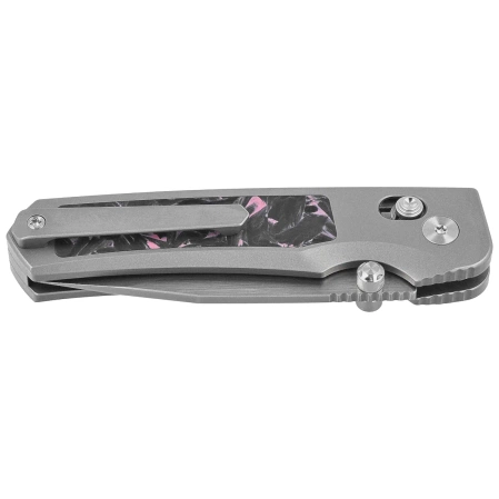 Remette RT-Aurora Knife Gray Titanium/Carbon Fiber, Manual Fine Grinding Satin/Pearlescent M390 (AURA-P)