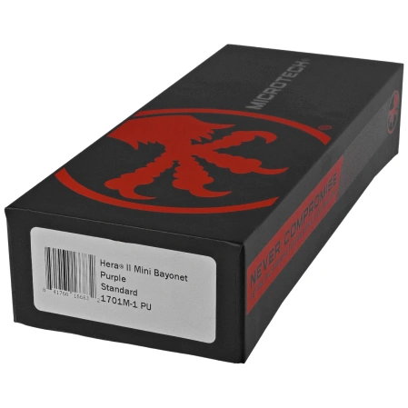 Microtech Hera II Mini Bayonet Purple Aluminum, Black M390MK by Tony Marfione (1701M-1PU)