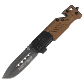 Nóż składany na szyję K25 RK-19652 Rubbered Black / Coyote Aluminium, Titanium 7Cr17MoV