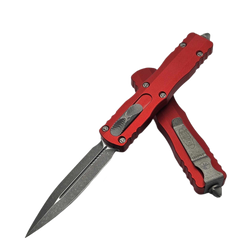 Microtech Dirac Delta D/E OTF Knife Red Aluminum, Apocalyptic by Tony Marfione (227-10APRD)