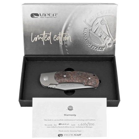 Viper Turn LE 111/300 Titanium/Dark Matter Copper Fat Carbon, Bead Blasted M390 by Fabrizio Silvestrelli Knife (V5986FCC)