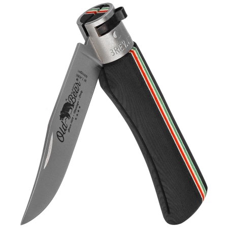 Nóż składany Antonini Old Bear World Italy L Laminated Black Wood, Satin W.1.4060 Nitrogen (9307/21_MTK)