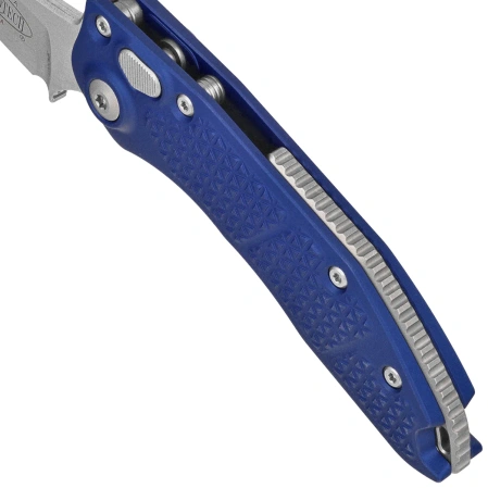 Microtech Stitch-A S/E Automatic Knife Navy Tri-Grip Aluminum, Stonewashed by Borka Blades and Tony Marfione (169-10NA)