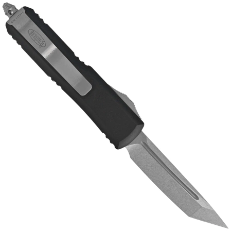Microtech UTX-85 T/E Black Aluminum OTF Knife, Stonewashed M390 (233-10)