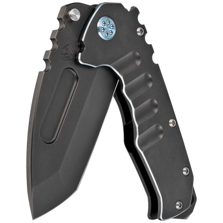 Medford Praetorian T Tanto Black PVD Titanium w/Teal Pinstriping, Teal HW/Clip, Black PVD 3V by Greg Medford