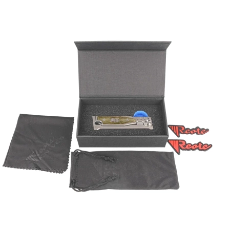 Nóż grawitacyjny Reate Mini EXO OTF Gravity Drop Point Bead Blasted Titanium/Green Micarta, Stonewashed CPM 3V