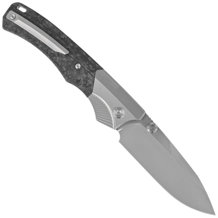 Nóż składany Remette WD107 Gray Titanium/Carbon Fiber, Hand Grinding Pearlescent M390