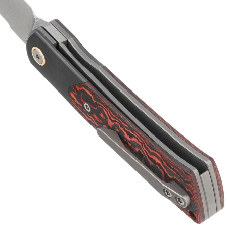 Nóż składany Reate Tribute Titanium/Zirconium/Lava Flow Fat Carbon, Hand Satin M390 (TBT.LAF.SAT)
